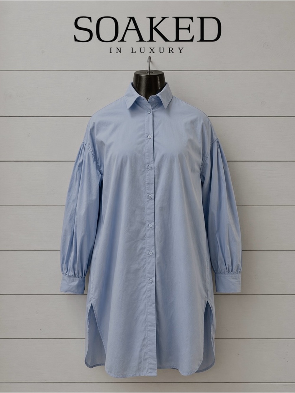 SOAKED IN LUXURY Light Blue Tunic Shirt Dress Size S